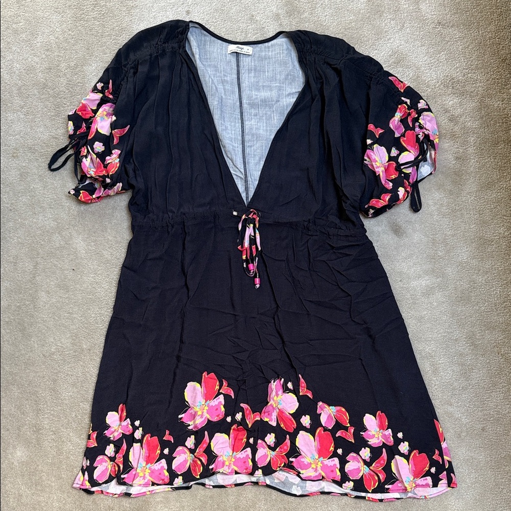 Maaji Black and Pink Floral Mini Dress